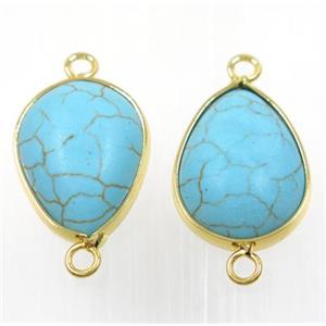 blue turquoise teardrop connector, approx 15x20mm [GMPDA9208]