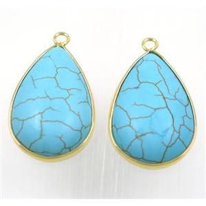 blue turquoise teardrop pendant, approx 20x30mm [GMPDA9210]
