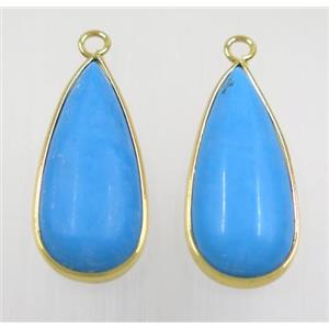 blue dye turquoise teardrop pendant, approx 12x28mm [GMPDA9211]