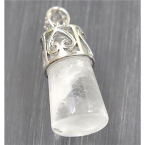 clear quartz column pendant, copper, platinum plated, approx 14-25mm [GMPDA9213]