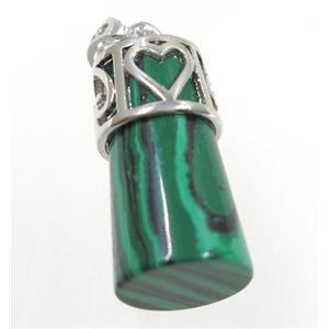 green malachite column pendant, copper, platinum plated, approx 14-25mm [GMPDA9215]