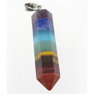 Gemstone Chakra Bullet Pendant Yoga Multicolor, approx 10-40mm [GMPDA9239]