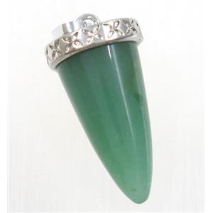green aventurine bullet pendant, approx 11-25mm [GMPDA9253]