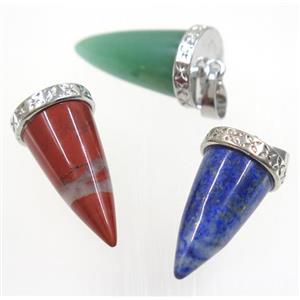 mix gemstone bullet pendant, approx 11-25mm [GMPDA9262]