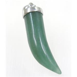 green aventurine horn pendant, approx 11-40mm [GMPDA9274]