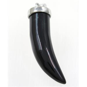 black agate horn pendant, approx 11-40mm [GMPDA9275]