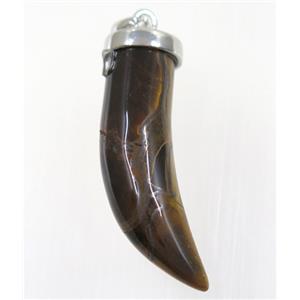 tiger eye stone horn pendant, approx 11-40mm [GMPDA9278]
