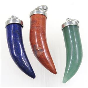 mix gemstone horn pendant, approx 11-40mm [GMPDA9282]