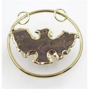 hammered Rock Agate eagle pendant, gold plated, approx 50-55mm [GMPDA9284]