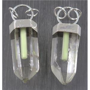 Clear Quartz pendant with Fluorescent stick, silver plated, approx 20-45mm [GMPDA9287]