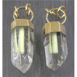 Clear Quartz pendant with Fluorescent stick, gold plated, approx 20-45mm [GMPDA9288]