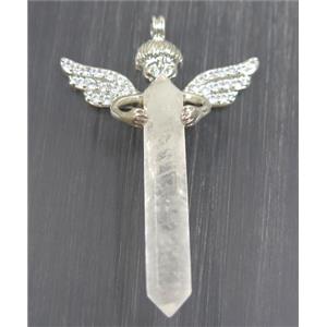 gemstone pendant, angel, platinum plated, approx 35-50mm [GMPDA9299]