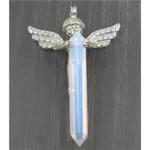 gemstone pendant, angel, platinum plated, approx 35-50mm [GMPDA9300]