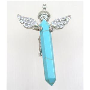 gemstone pendant, angel, platinum plated, approx 35-50mm [GMPDA9302]