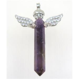gemstone pendant, angel, platinum plated, approx 35-50mm [GMPDA9304]