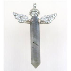 gemstone pendant, angel, platinum plated, approx 35-50mm [GMPDA9305]