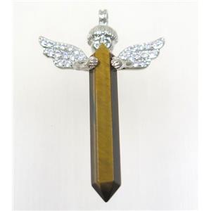 gemstone pendant, angel, platinum plated, approx 35-50mm [GMPDA9306]