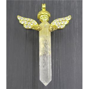 gemstone pendant, angel, gold plated, approx 35-50mm [GMPDA9308]