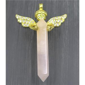 gemstone pendant, angel, gold plated, approx 35-50mm [GMPDA9311]