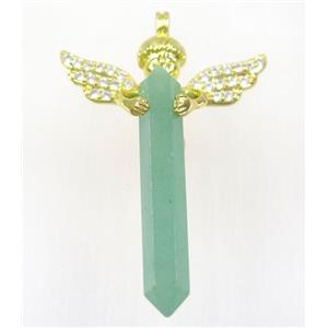 gemstone pendant, angel, gold plated, approx 35-50mm [GMPDA9312]