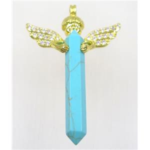 gemstone pendant, angel, gold plated, approx 35-50mm [GMPDA9313]