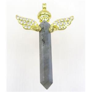 gemstone pendant, angel, gold plated, approx 35-50mm [GMPDA9314]