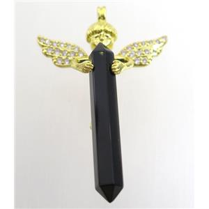 gemstone pendant, angel, gold plated, approx 35-50mm [GMPDA9315]