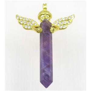 gemstone pendant, angel, gold plated, approx 35-50mm [GMPDA9316]
