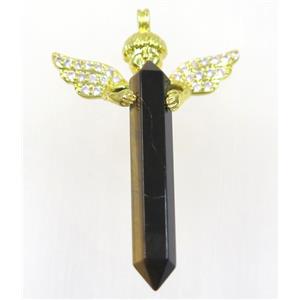 gemstone pendant, angel, gold plated, approx 35-50mm [GMPDA9317]