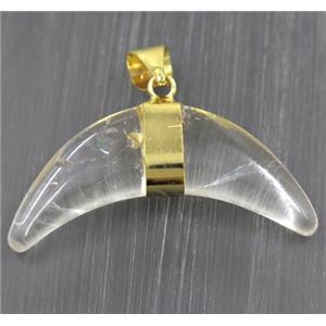 Clear Quartz crescent moon pendant, gold plated, approx 12-40mm [GMPDA9328]
