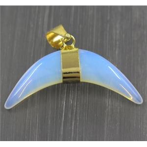 white Opalite crescent moon pendant, gold plated, approx 12-40mm [GMPDA9329]