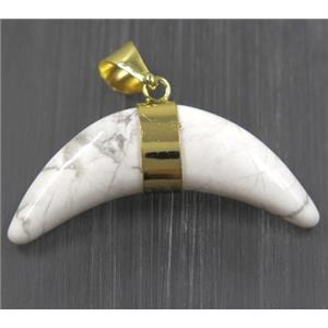 white howlite turquoise crescent moon pendant, gold plated, approx 12-40mm [GMPDA9331]