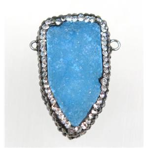druzy quartz connector paved rhinestone, approx 18-30mm [GMPDA9349]