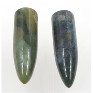 green Moss Agate bullet pendant, approx 12-40mm [GMPDA9383]