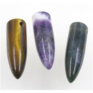 mix gemstone bullet pendant, approx 12-40mm [GMPDA9387]