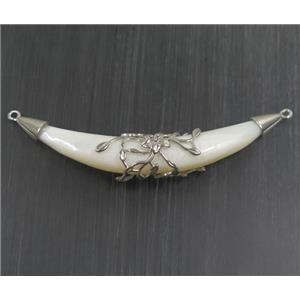 white pearl shell horn pendant with 2loops, approx 10-65mm [GMPDA9394]