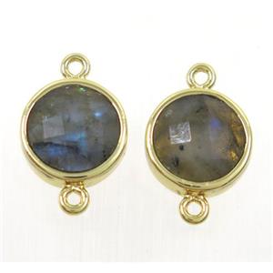 Labradorite circle connector, gold plated, approx 12mm dia [GMPDA9422]