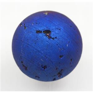 round blue Agate druzy ball charms, no-hole, approx 38mm dia [GMPDA9451]