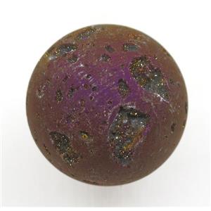 purple round Agate druzy ball charms, no-hole, approx 38mm dia [GMPDA9452]