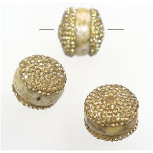 porcelain bead paved rhinestone, rondelle, approx 14-16mm [GMPDA9470]