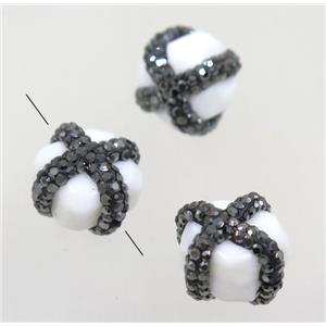 white porcelain bead paved rhinestone, approx 12-16mm [GMPDA9472]