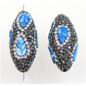 Clay rice beads paved rhinestone, approx 15x30mm [GMPDA9476]