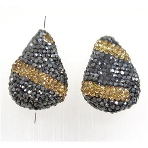 Clar teardrop beads paved rhinestone, approx 20-30mm [GMPDA9489]
