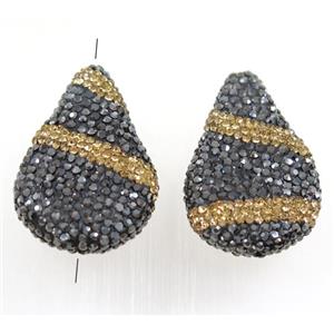 Clar teardrop beads paved rhinestone, approx 25-38mm [GMPDA9490]