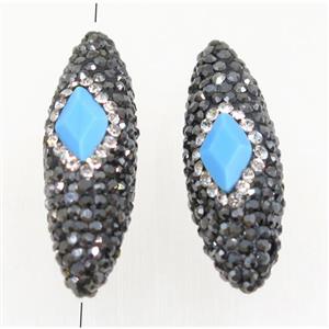 Clay rice beads paved rhinestone, approx 11x35mm [GMPDA9494]