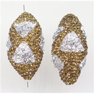 clay rice beads paved yellow rhinestone, approx 18-35mm [GMPDA9513]