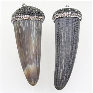 bullHorn pendant paved rhinestone, approx 18-55mm [GMPDA9551]