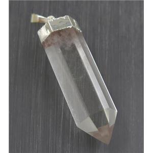 Clear Quartz Bullet pendant, silver plated, approx 12-40mm [GMPDA9561]
