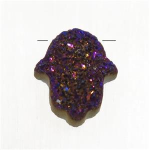 purple Druzy Agate Hamsahand pendant, approx 11-13mm [GMPDA9576]
