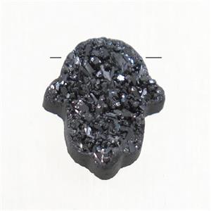 back Druzy Agate Hamsahand pendant, approx 11-13mm [GMPDA9579]
